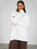 Oversized Women's Pullover with Ribbed Hem and Long Sleeves - 6 - Stylewhipped