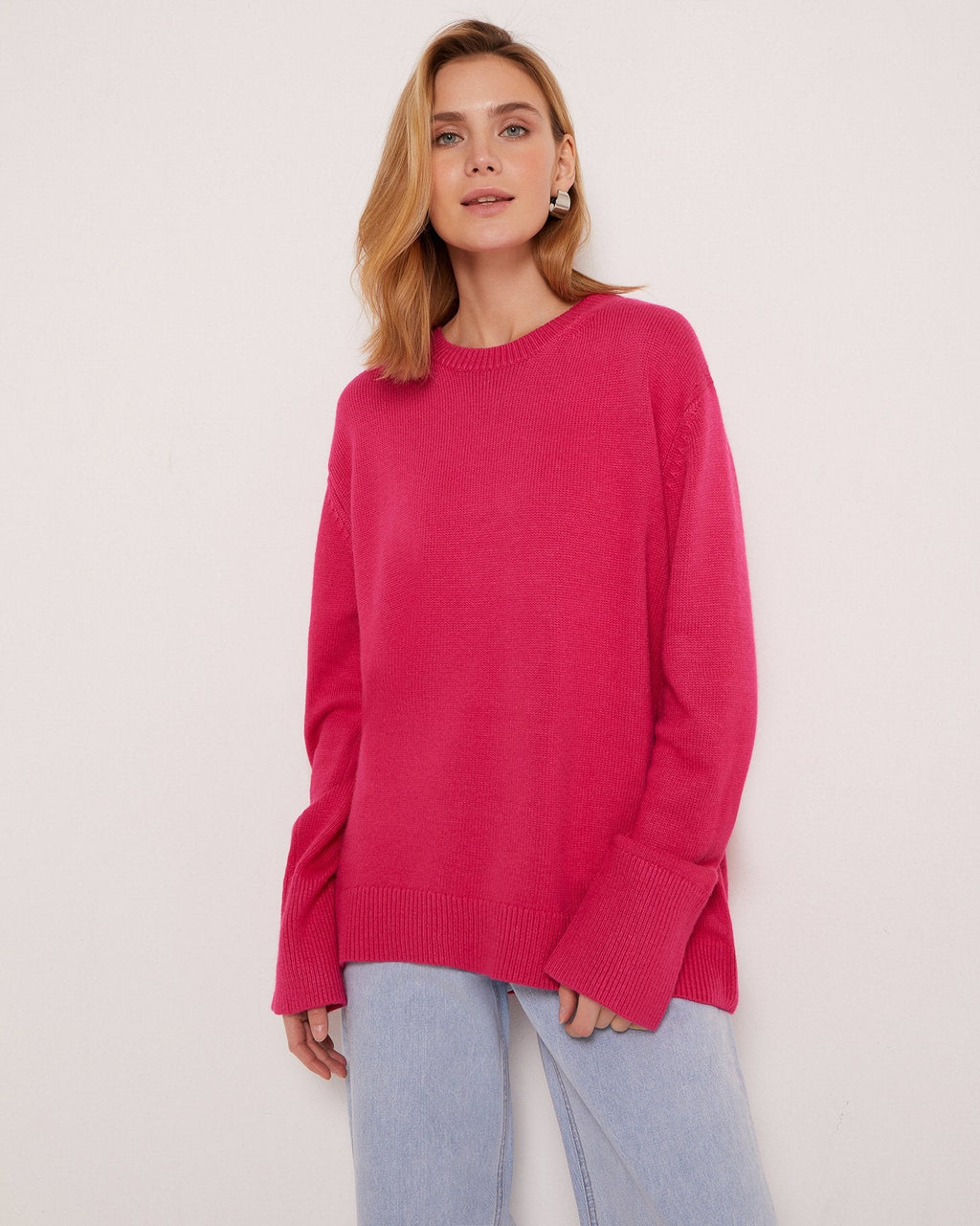 Oversized Women's Pullover with Ribbed Hem and Long Sleeves - 7 - Stylewhipped