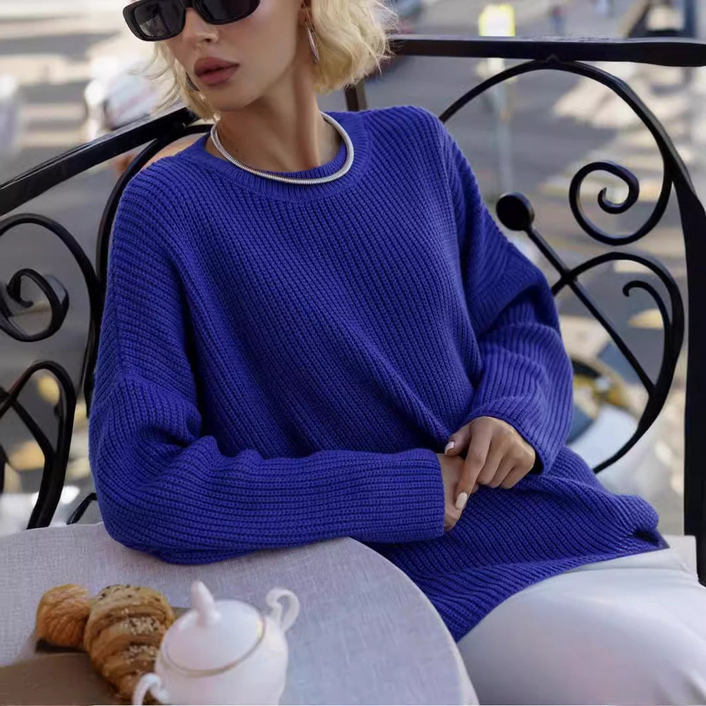 Chunky Knit Women's Sweater with Relaxed Fit and Round Neck - 4 - Stylewhipped
