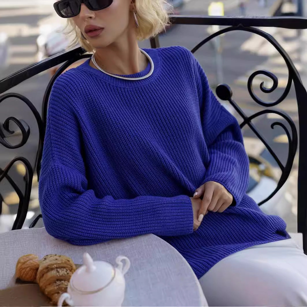 Chunky Knit Women's Sweater with Relaxed Fit and Round Neck - 4 - Stylewhipped