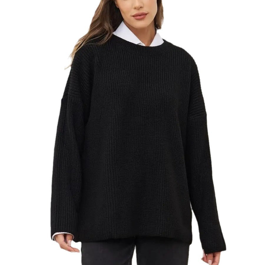 Chunky Knit Women's Sweater with Relaxed Fit and Round Neck - 9 - Stylewhipped