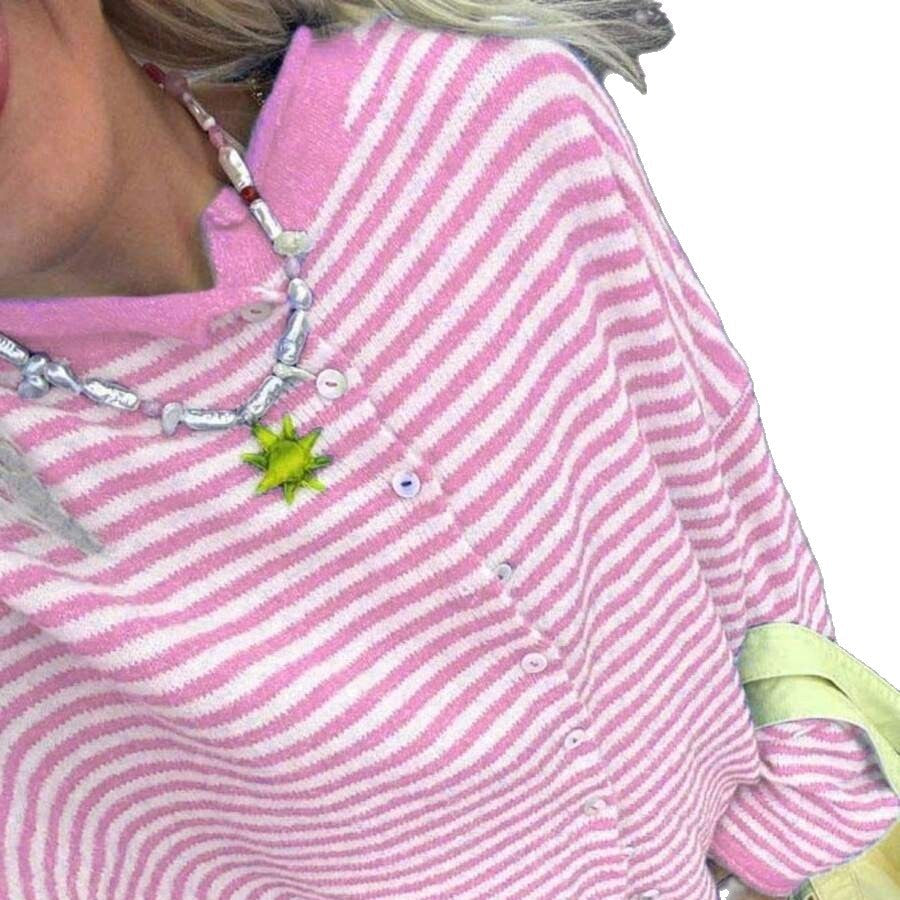 Striped Cardigan Women’s Relaxed Fit with Button Front - 2 - Stylewhipped