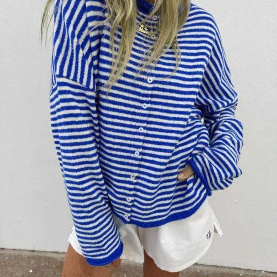 Striped Cardigan Women’s Relaxed Fit with Button Front - 9 - Stylewhipped