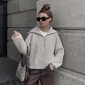Women's Pullover with Zip and Stand-Up Collar - 5 - Stylewhipped