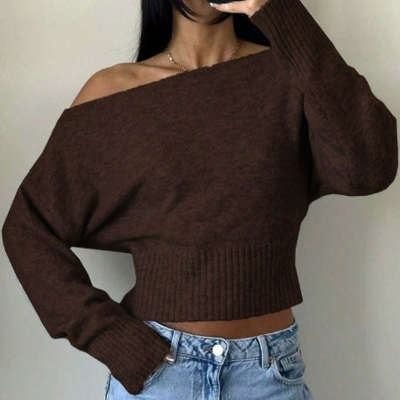 Off-Shoulder Sweater Women’s Relaxed Fit with Long Sleeves - 1 - Stylewhipped