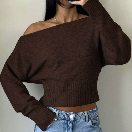 Off-Shoulder Sweater Women’s Relaxed Fit with Long Sleeves - 2 - Stylewhipped