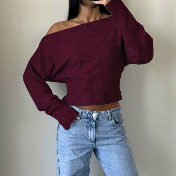 Off-Shoulder Sweater Women’s Relaxed Fit with Long Sleeves - 3 - Stylewhipped