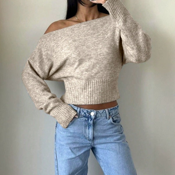 Off-Shoulder Sweater Women’s Relaxed Fit with Long Sleeves - 4 - Stylewhipped