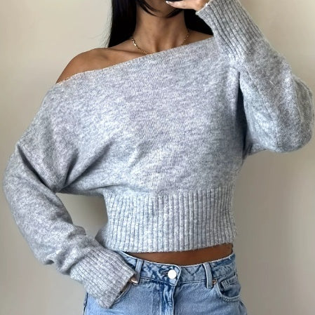 Off-Shoulder Sweater Women’s Relaxed Fit with Long Sleeves - 5 - Stylewhipped