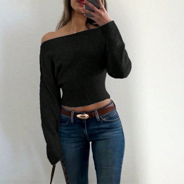 Off-Shoulder Sweater Women’s Relaxed Fit with Long Sleeves - 6 - Stylewhipped