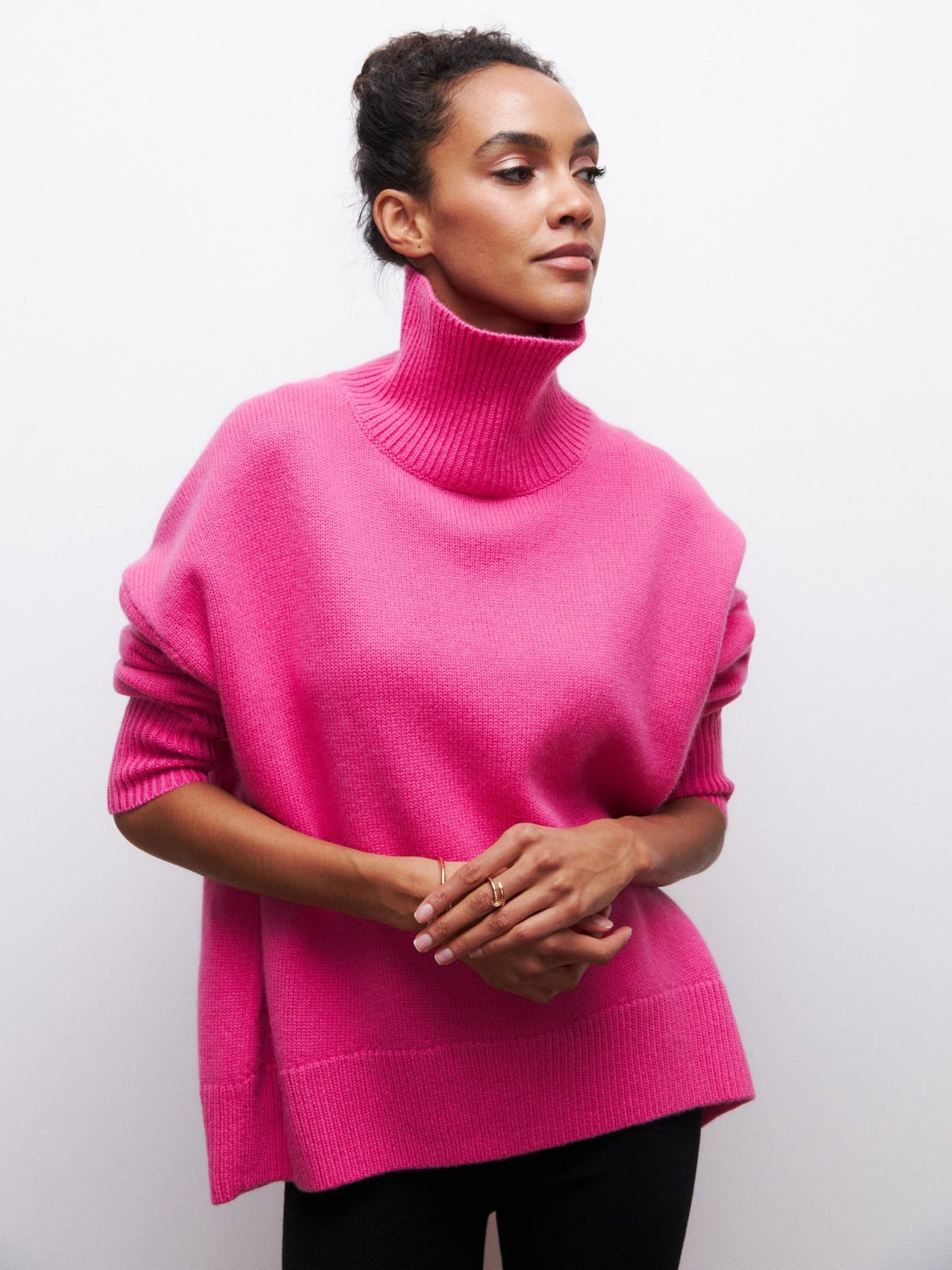 Women's Pullover with High Collar and Relaxed Fit - 1 - Stylewhipped