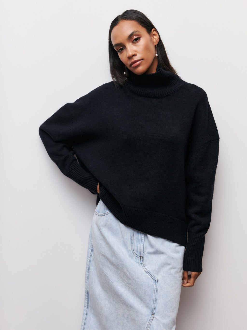 Women's Pullover with High Collar and Relaxed Fit - 2 - Stylewhipped