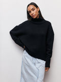 Women's Pullover with High Collar and Relaxed Fit - 2 - Stylewhipped