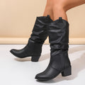 Ankle Boots for Women with Block Heel and Ruched Detail - 5 - Stylewhipped