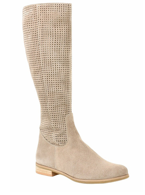 Knee-High Women's Boots with Perforated Design and Round Toe - 6 - Stylewhipped