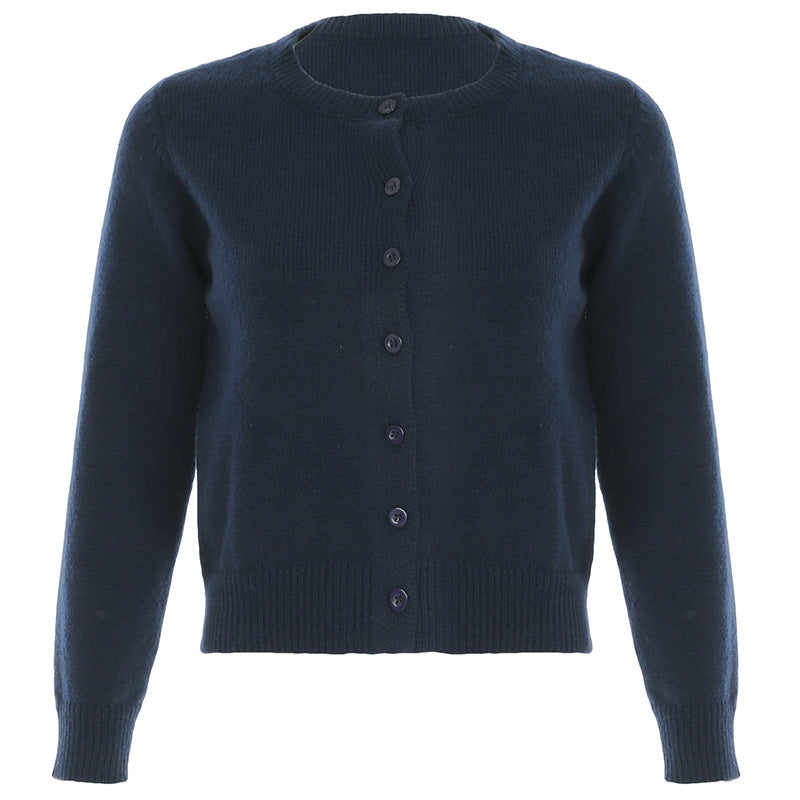 Button-Up Cardigan Women's Classic Round Neck Long Sleeve - 1 - Stylewhipped