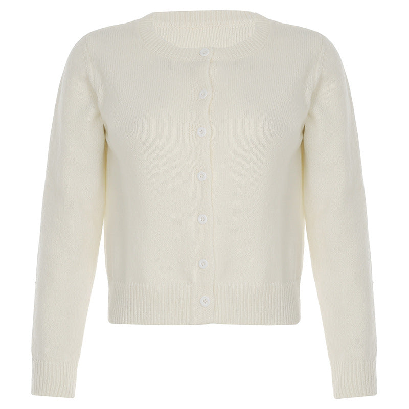 Button-Up Cardigan Women's Classic Round Neck Long Sleeve - 2 - Stylewhipped