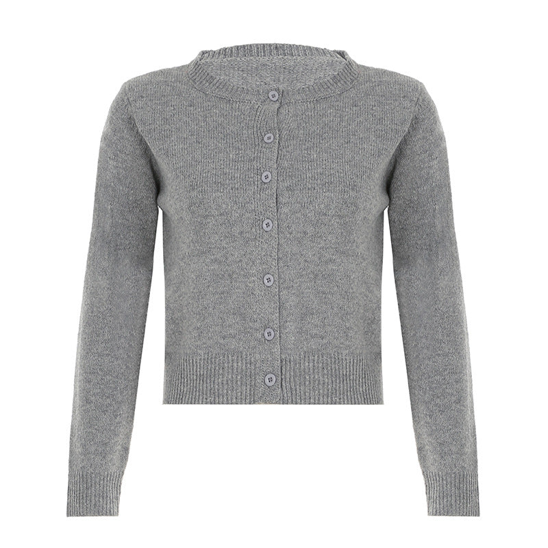 Button-Up Cardigan Women's Classic Round Neck Long Sleeve - 7 - Stylewhipped