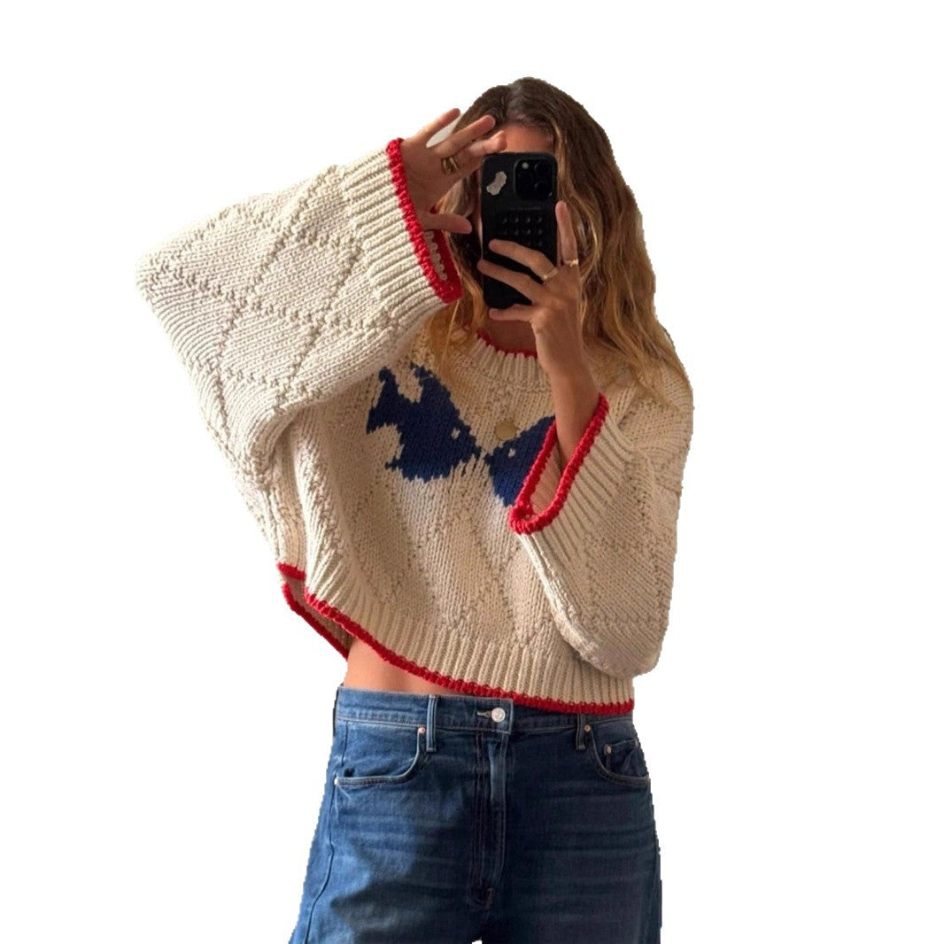 Chunky Knit Women's Pullover with Colour Block Detail - 8 - Stylewhipped