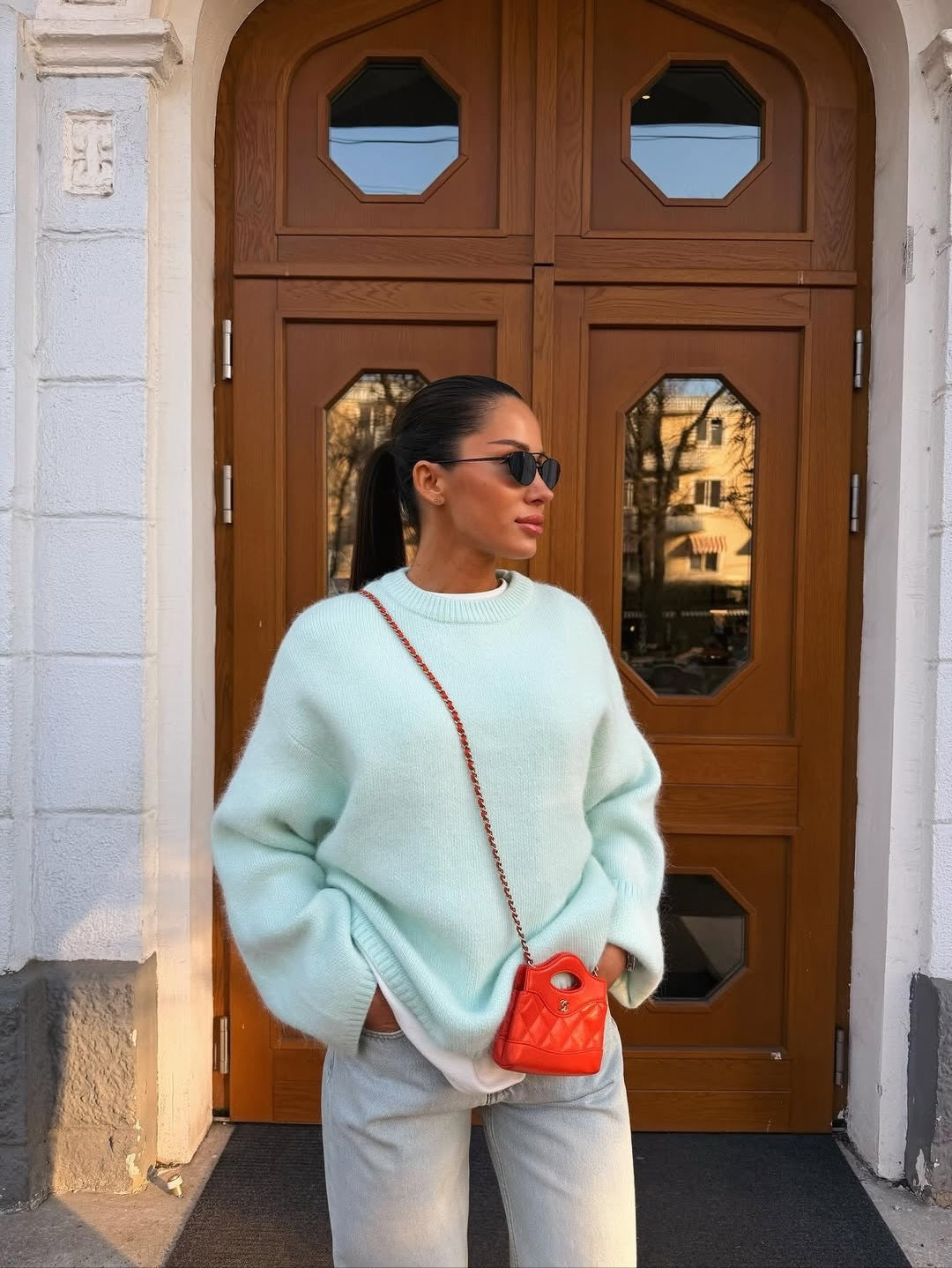 Women's Pullover Sweater with Round Neck and Long Sleeves - 4 - Stylewhipped