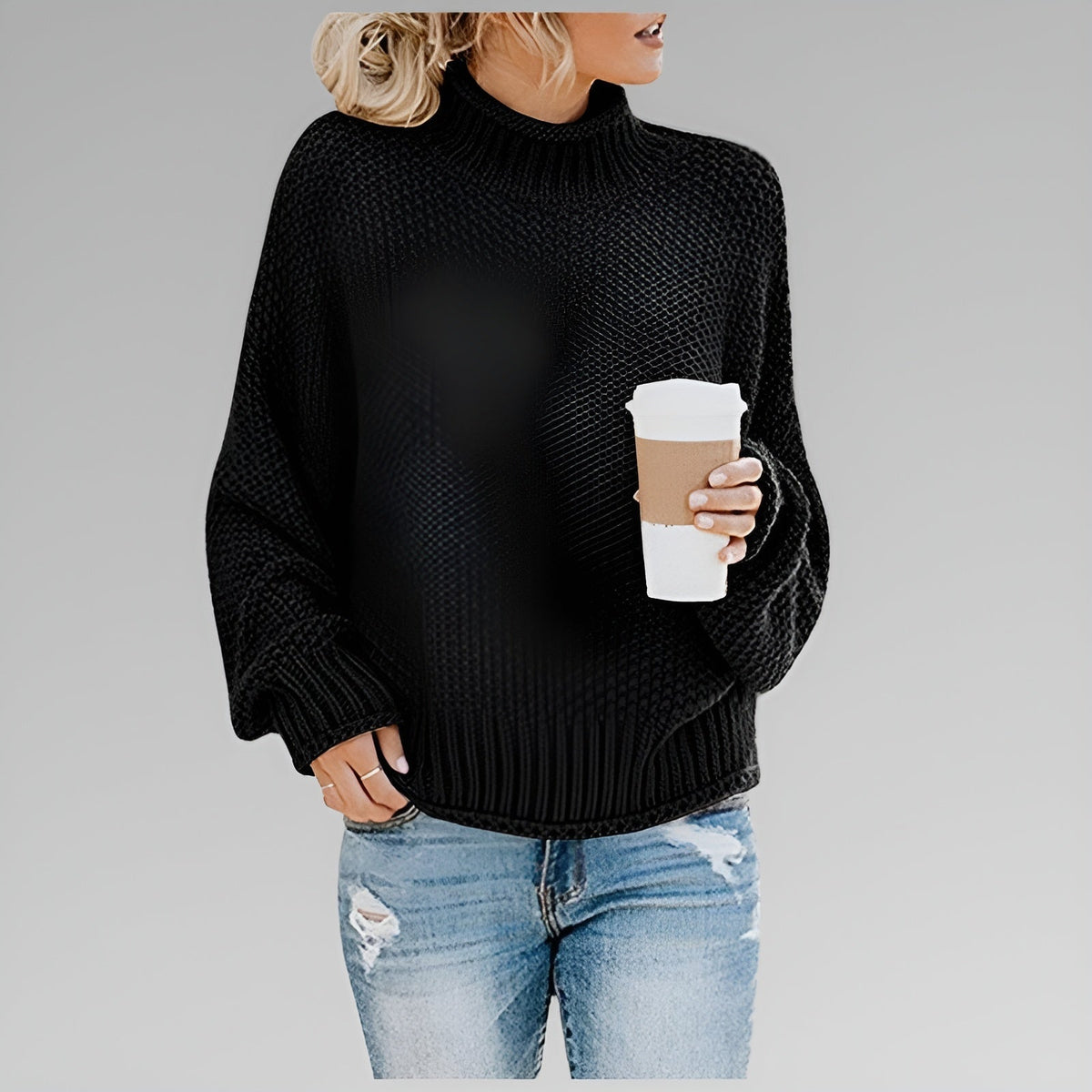 Casual Women's Pullover with Relaxed Fit and High Neck - 4 - Stylewhipped