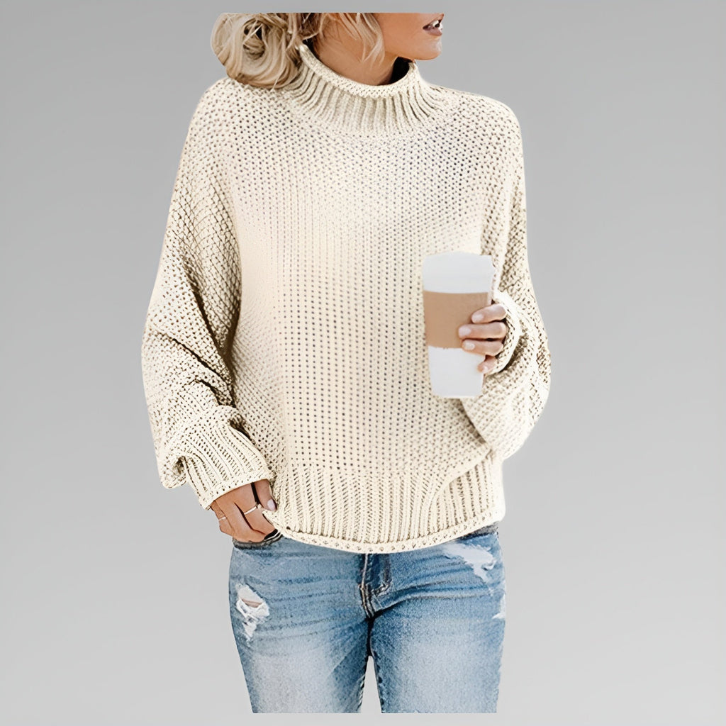Casual Women's Pullover with Relaxed Fit and High Neck - 6 - Stylewhipped