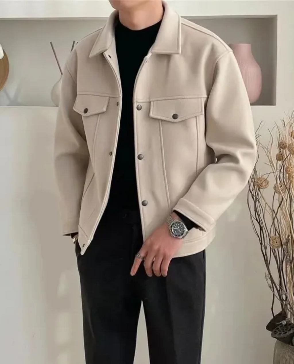 Men's Casual Jacket with Pockets and Relaxed Fit - 1 - Stylewhipped