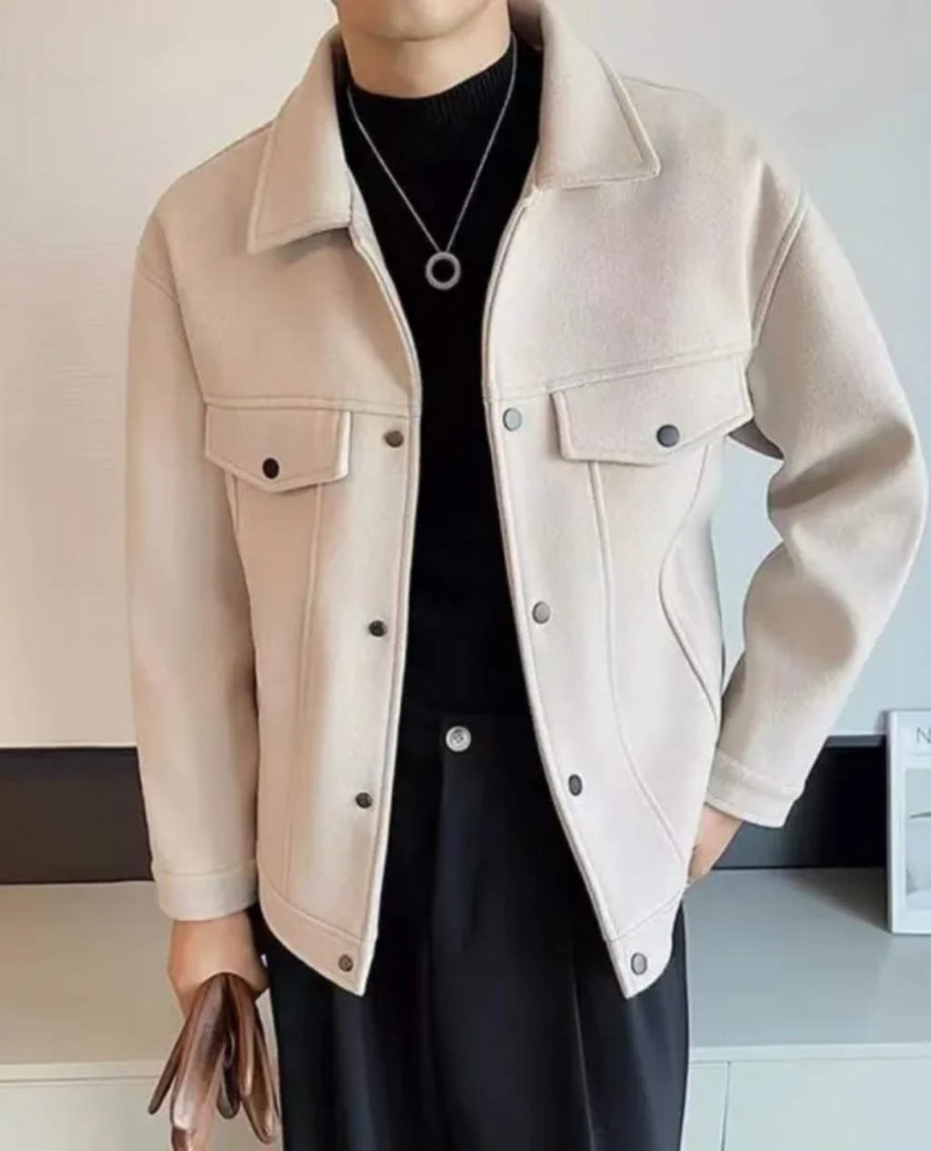 Men's Casual Jacket with Pockets and Relaxed Fit - 2 - Stylewhipped