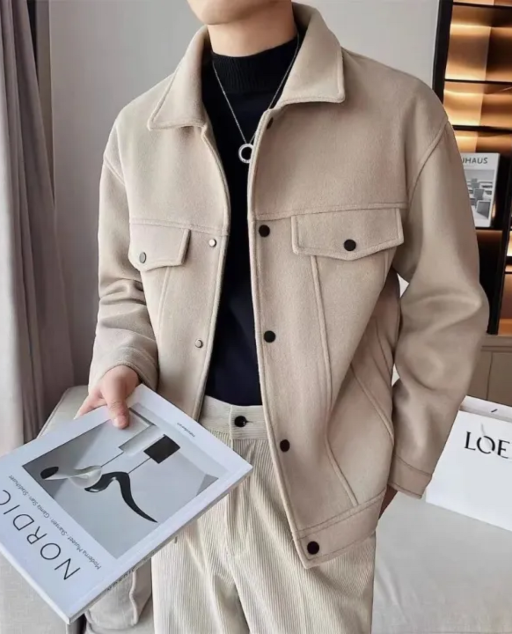 Men's Casual Jacket with Pockets and Relaxed Fit - 3 - Stylewhipped