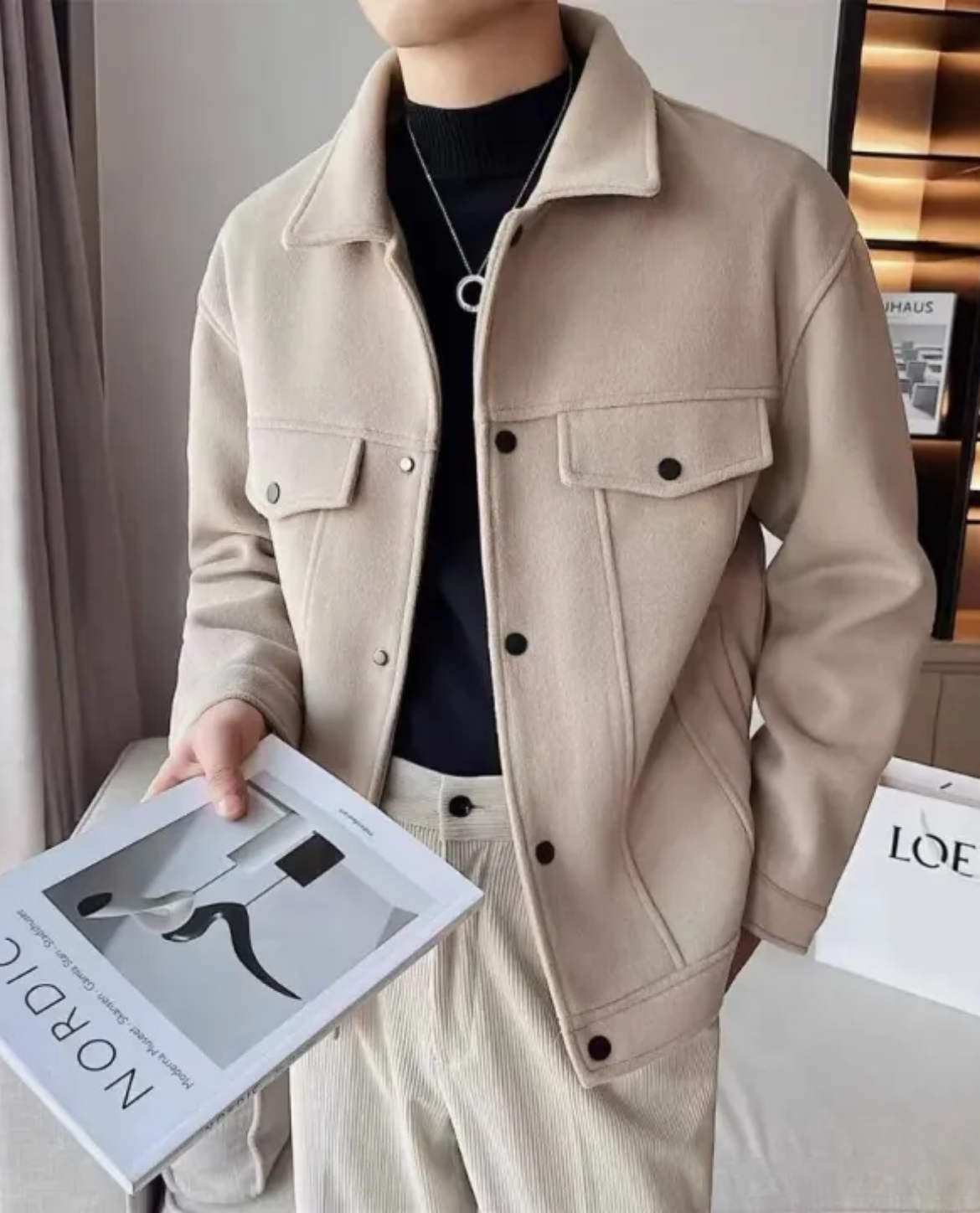 Men's Casual Jacket with Pockets and Relaxed Fit - 3 - Stylewhipped