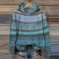 Hooded Women's Pullover - Colourful Pattern with Long Sleeves - 1 - Stylewhipped