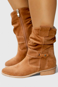 Women's Ankle Boots - Slouchy Design with Stylish Buckle Detail - 1 - Stylewhipped