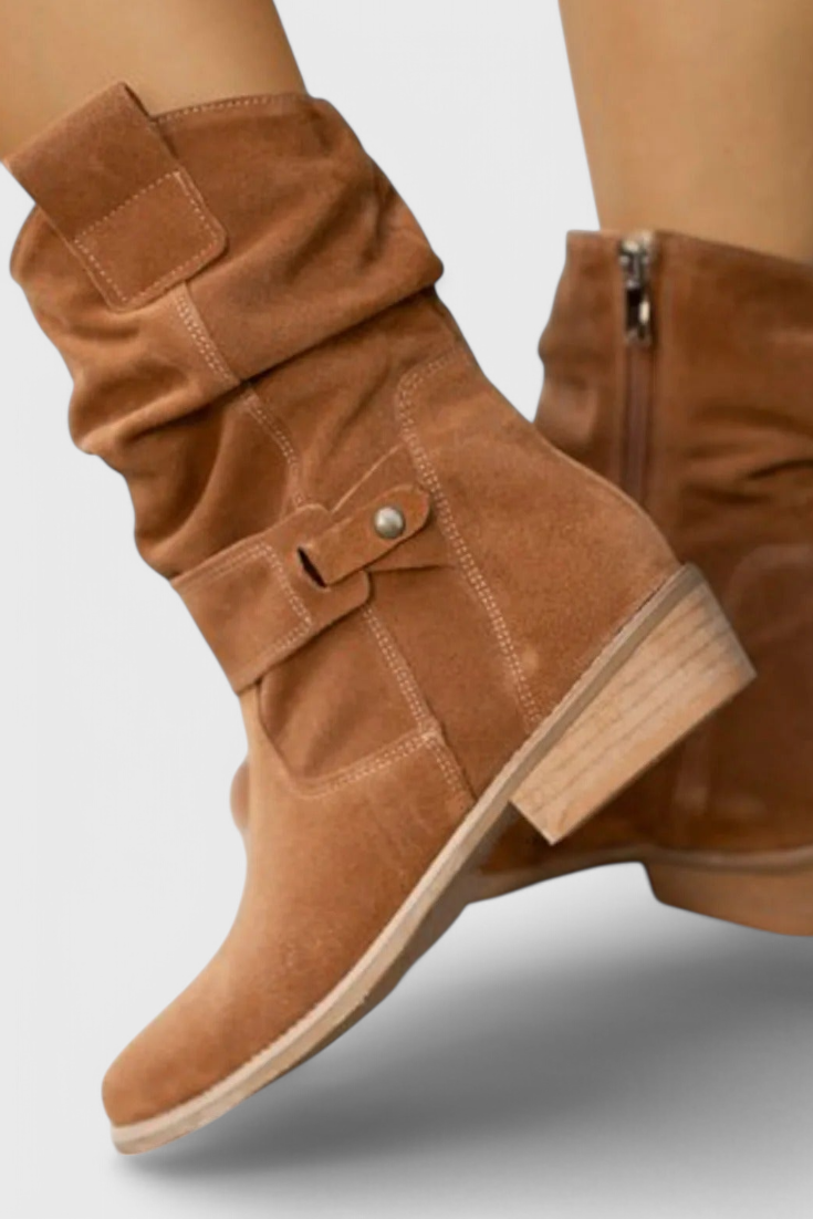 Women's Ankle Boots - Slouchy Design with Stylish Buckle Detail - 3 - Stylewhipped