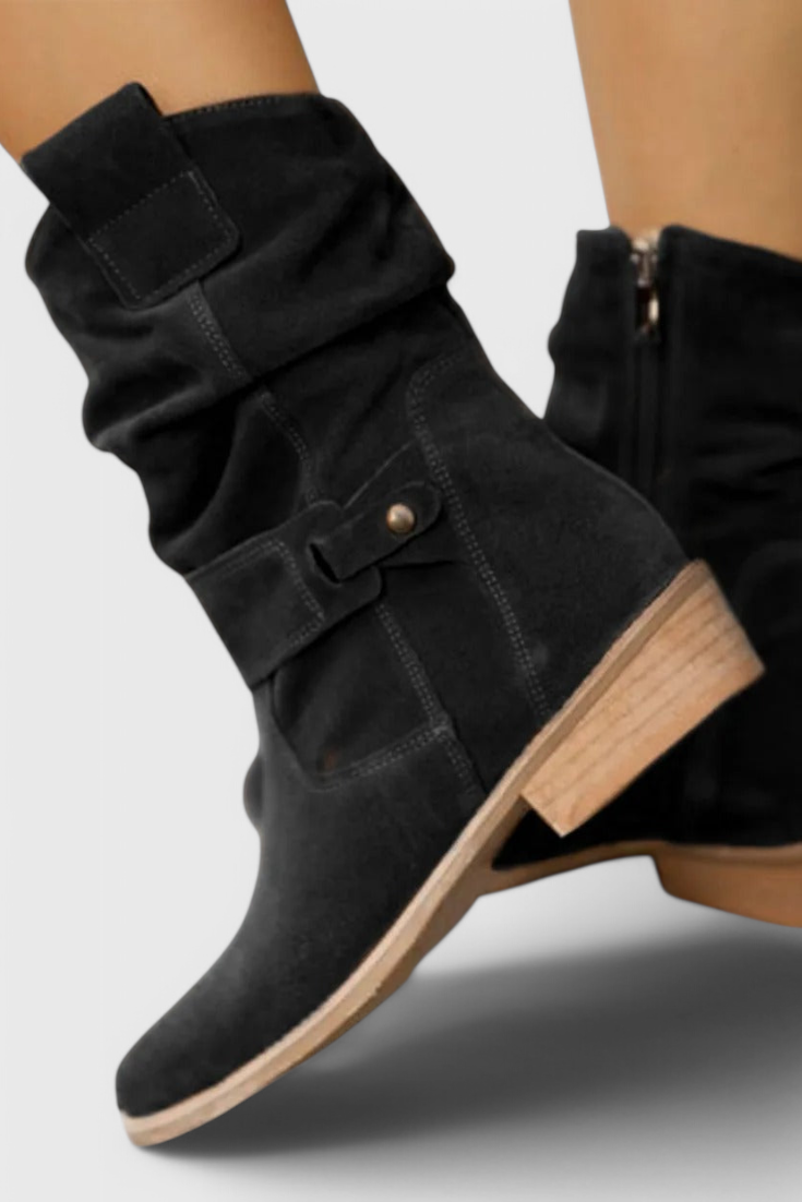 Women's Ankle Boots - Slouchy Design with Stylish Buckle Detail - 4 - Stylewhipped