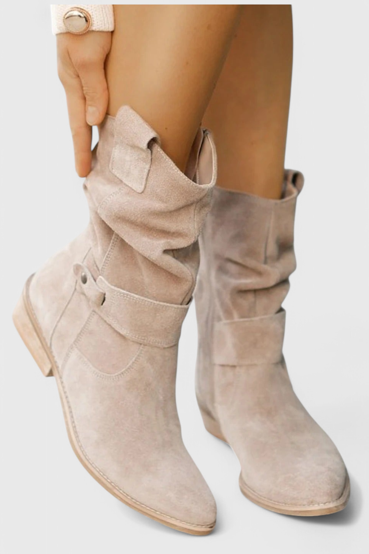 Women's Ankle Boots - Slouchy Design with Stylish Buckle Detail - 5 - Stylewhipped