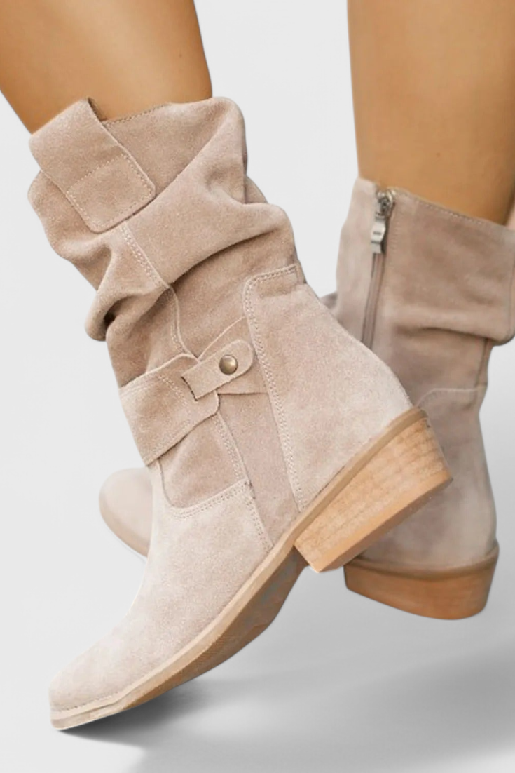 Women's Ankle Boots - Slouchy Design with Stylish Buckle Detail - 6 - Stylewhipped