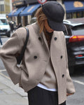 Double-Breasted Women's Coat with Oversized Fit and Chic Silhouette - 1 - Stylewhipped