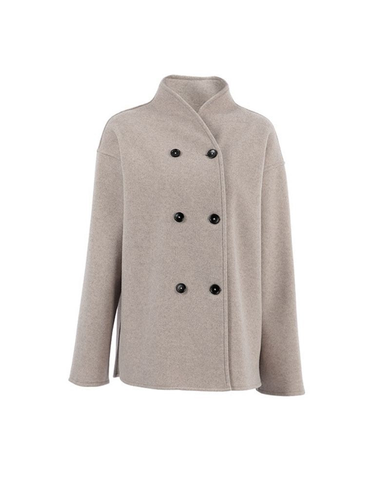 Double-Breasted Women's Coat with Oversized Fit and Chic Silhouette - 6 - Stylewhipped