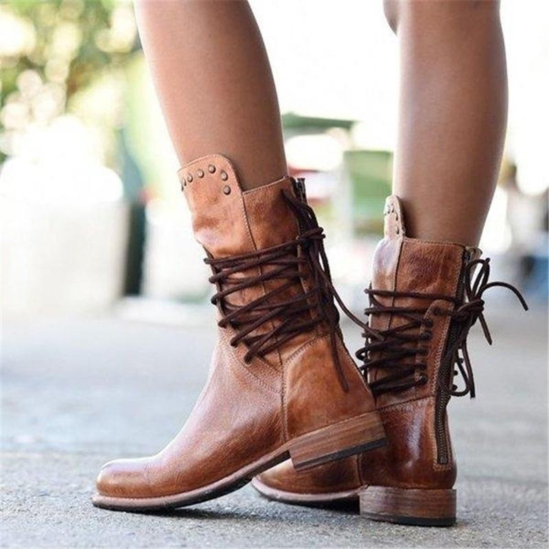 Lace-Up Women's Ankle Boots with Stylish Detailing - 4 - Stylewhipped