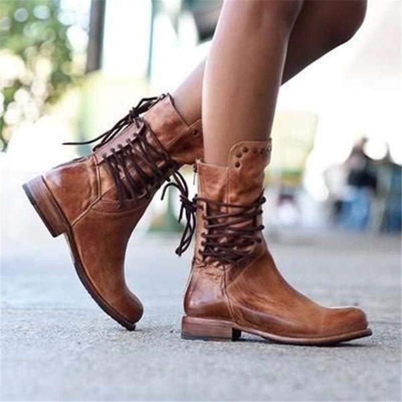 Lace-Up Women's Ankle Boots with Stylish Detailing - 5 - Stylewhipped