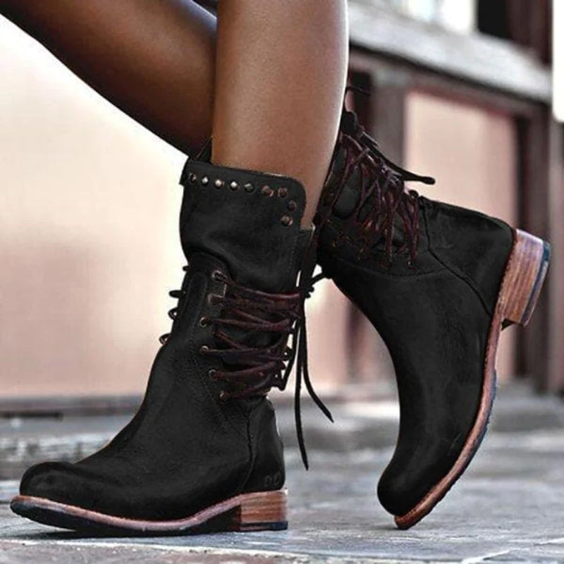 Lace-Up Women's Ankle Boots with Stylish Detailing - 6 - Stylewhipped