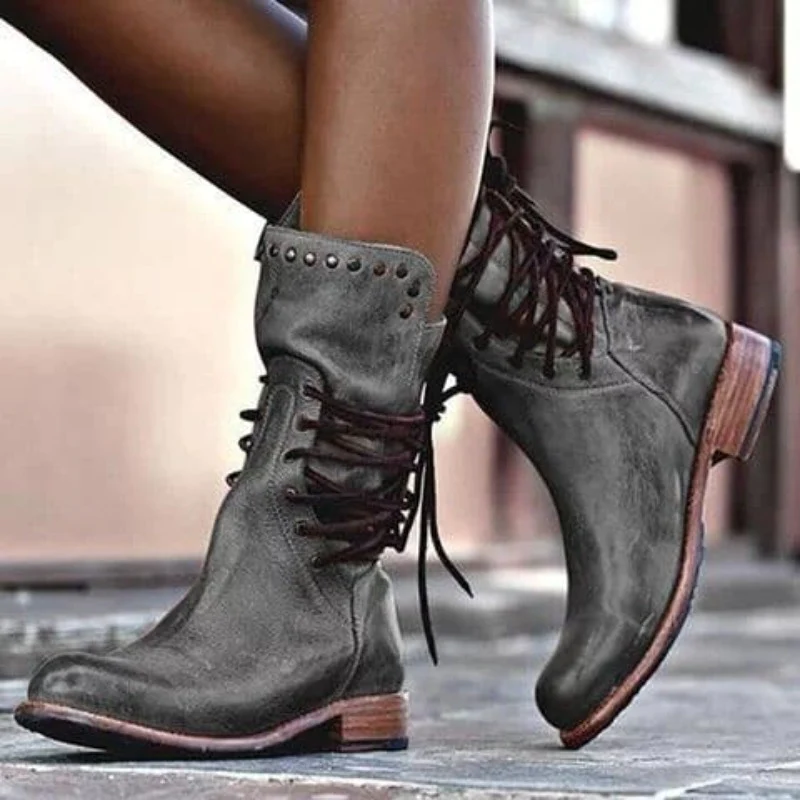 Lace-Up Women's Ankle Boots with Stylish Detailing - 7 - Stylewhipped