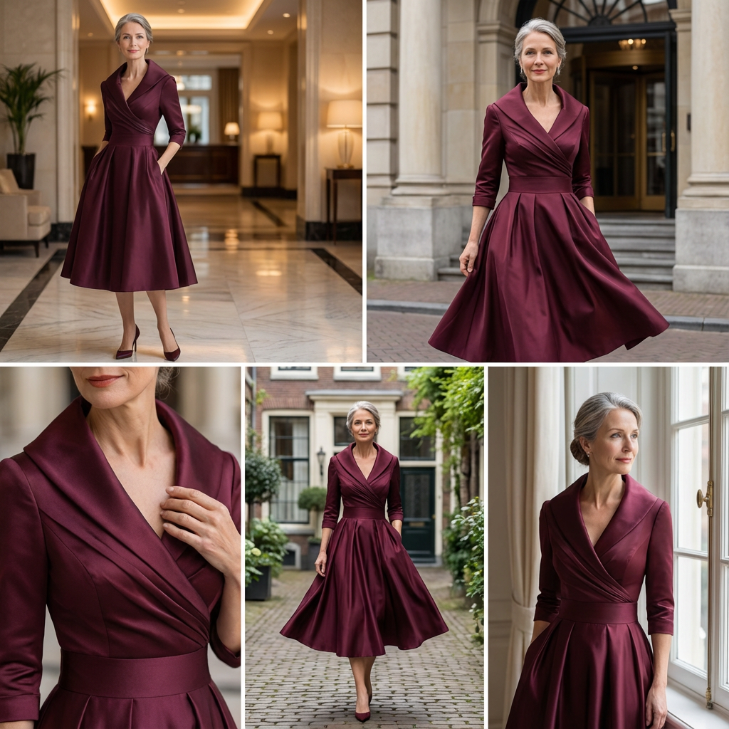 Evening Dress for Women - Wrap Style with Flared Skirt - 1 - Stylewhipped