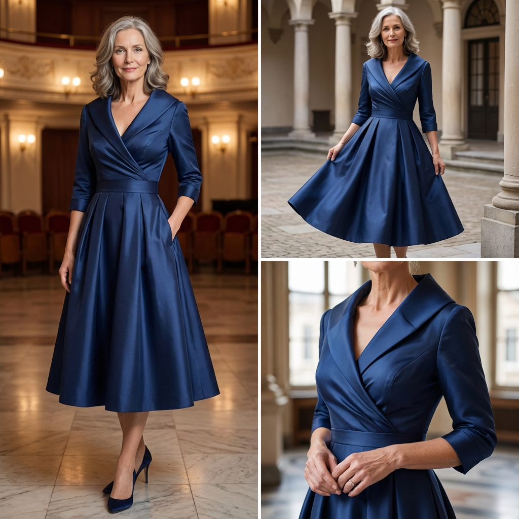 Evening Dress for Women - Wrap Style with Flared Skirt - 2 - Stylewhipped