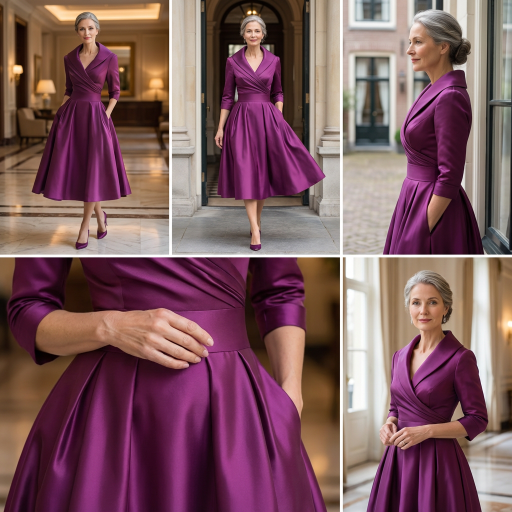 Evening Dress for Women - Wrap Style with Flared Skirt - 3 - Stylewhipped