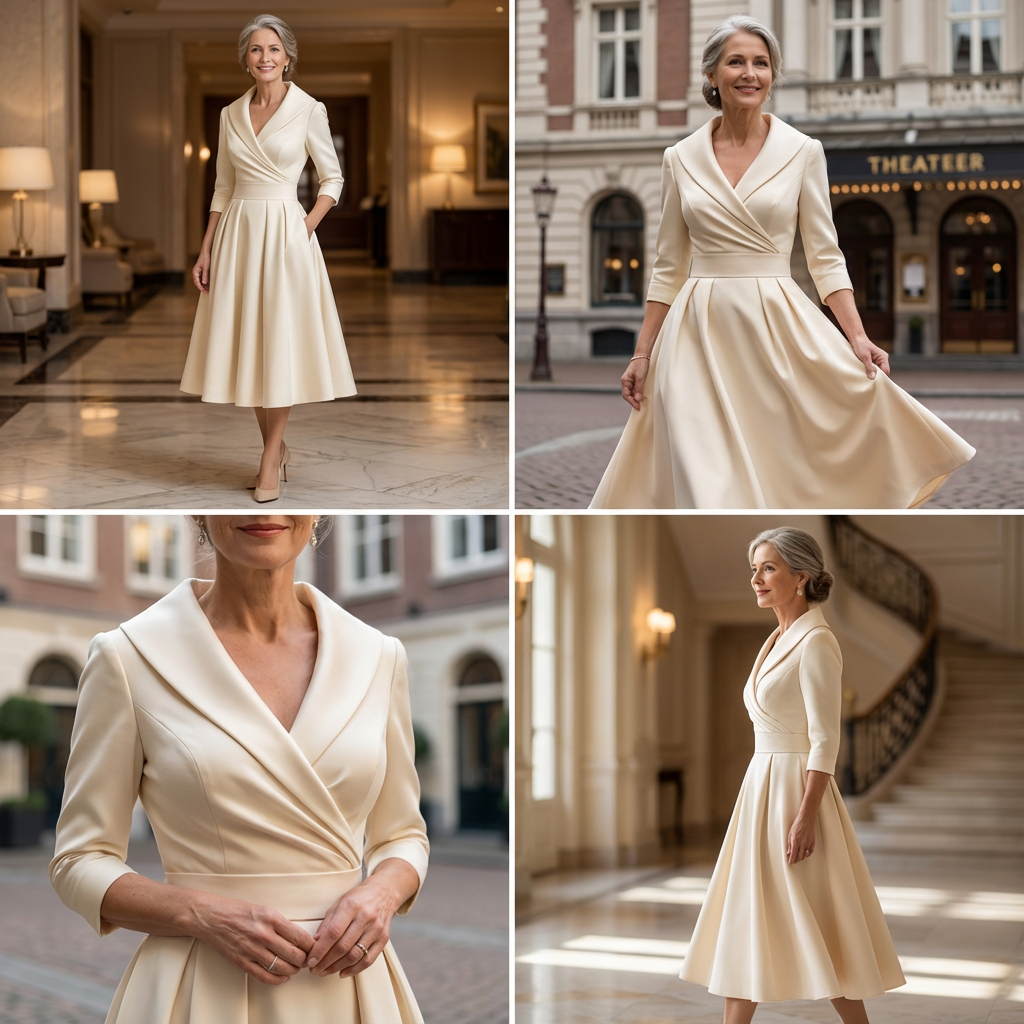 Evening Dress for Women - Wrap Style with Flared Skirt - 4 - Stylewhipped