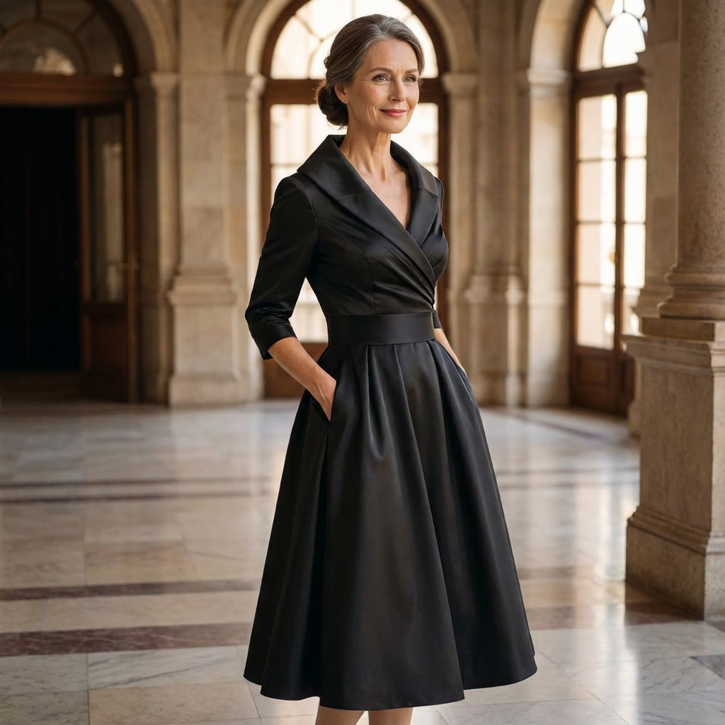 Evening Dress for Women - Wrap Style with Flared Skirt - 5 - Stylewhipped