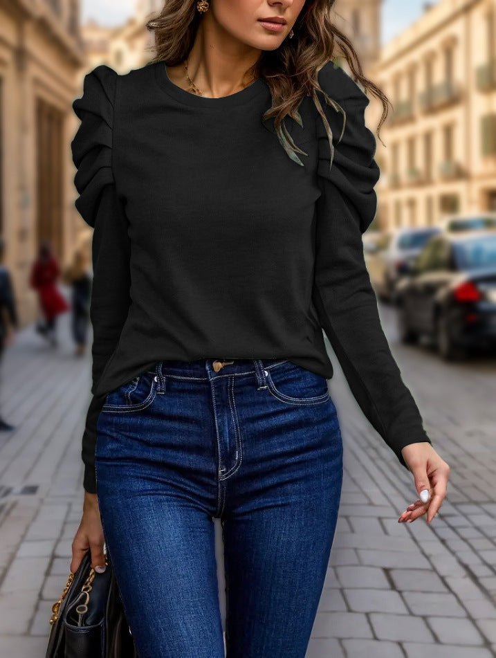Women's Pullover with Stylish Tiered Ruffled Sleeves - 2 - Stylewhipped