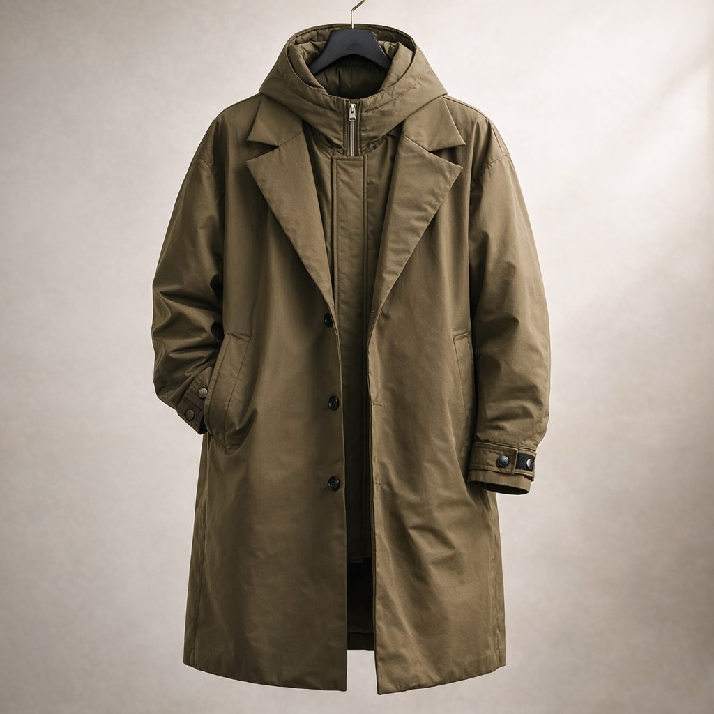 Long Coat Women's Relaxed Fit with Hood and Button Detail - 1 - Stylewhipped