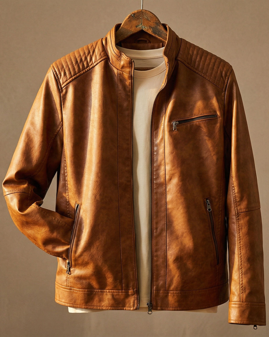 Men's Casual Jacket with Quilted Accents and Zip Closure - 1 - Stylewhipped